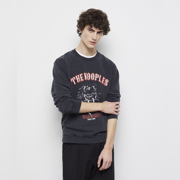 The Kooples Screen Printed Black Crewneck Leopard Sweatshirt - Picture 4 of 10